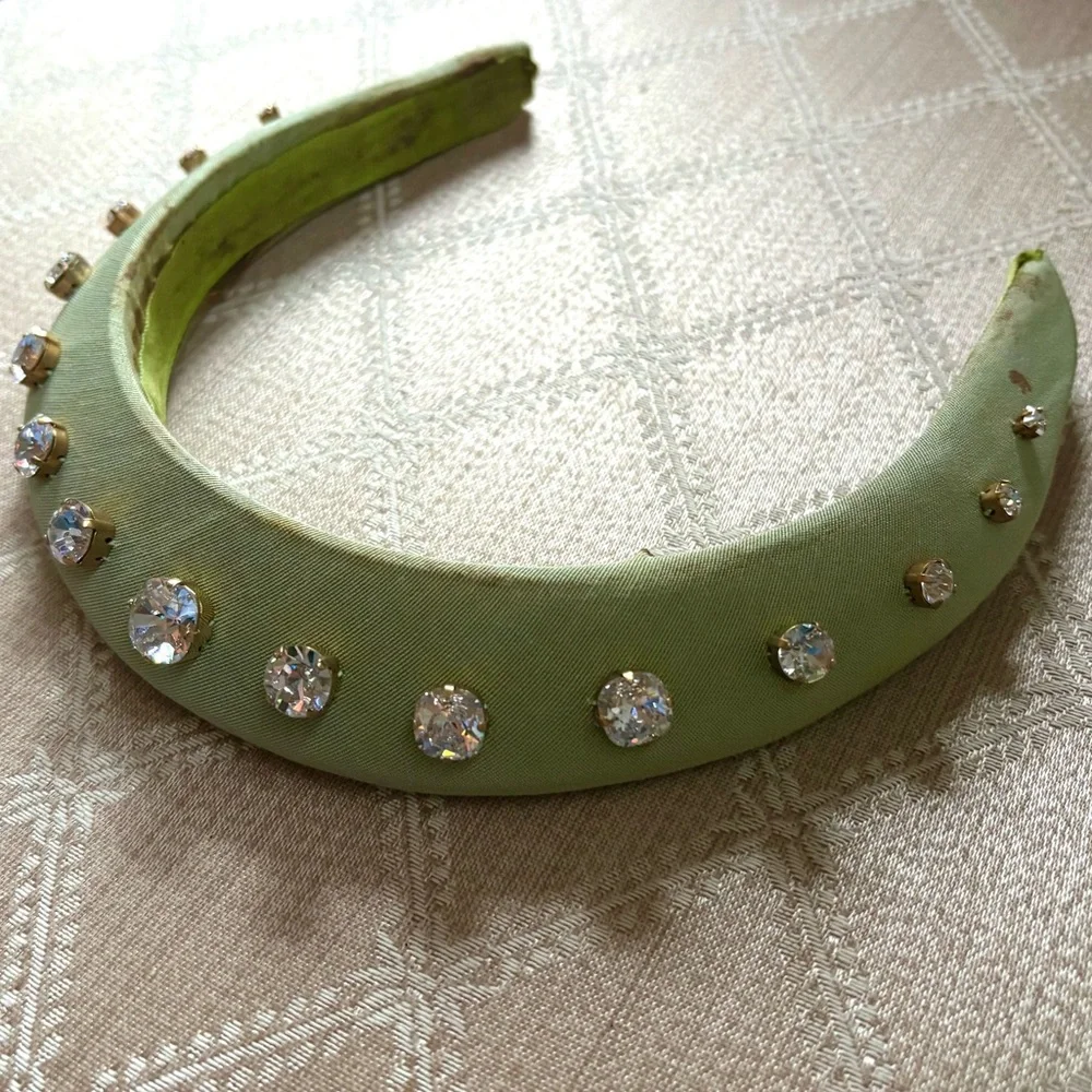 💚 FLAWED - Hill House Green Moire Jeweled Halo Headband 💚 - Picture 10 of 15